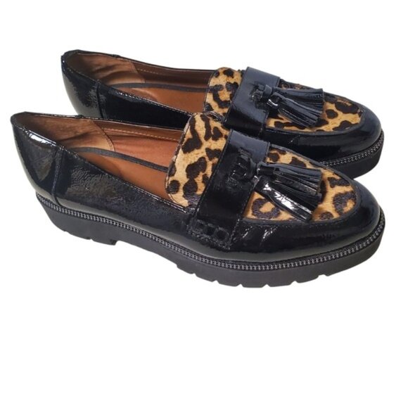 Platform Loafer Leopard Calf hair Patent Leather BRODY 8.5 - Picture 3 of 16